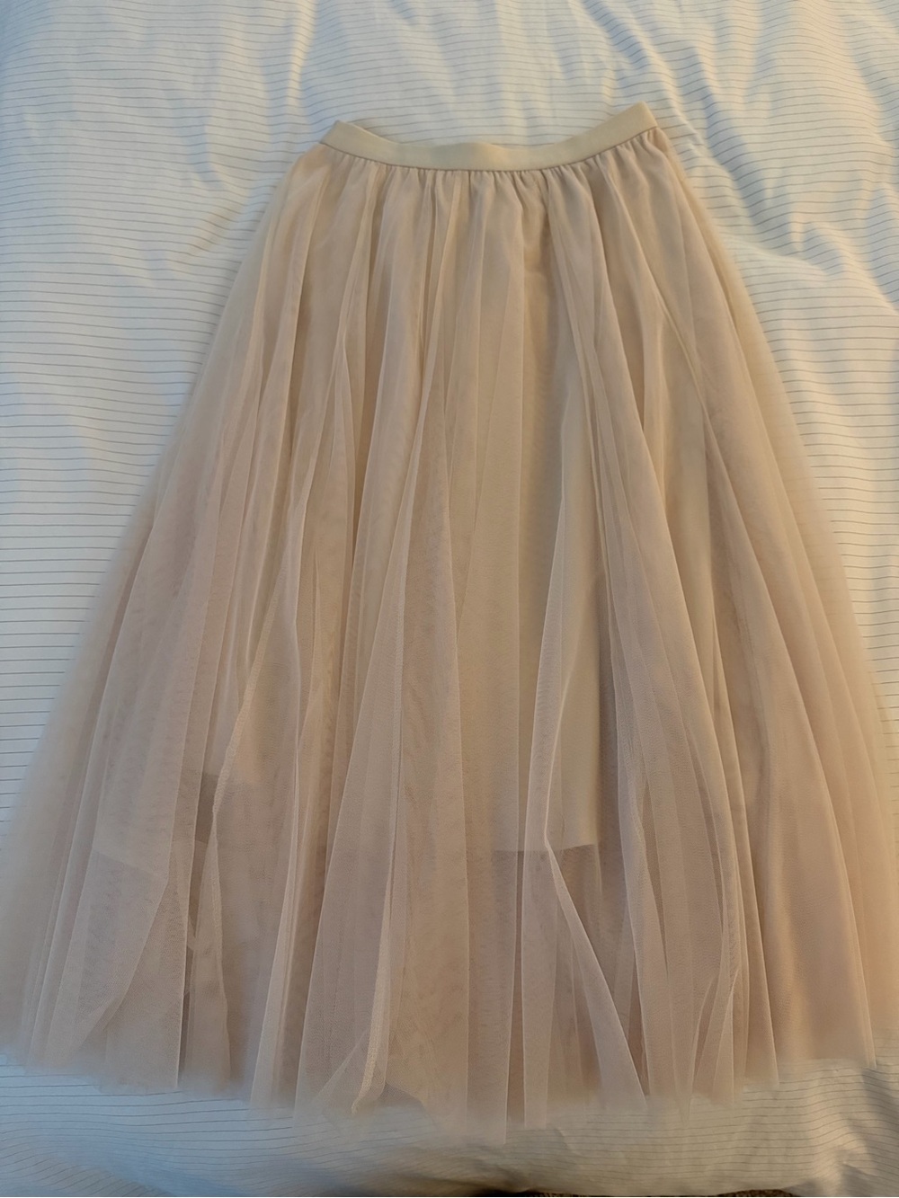 Bluivy Nude Blush Tulle A-Line Midi Skirt